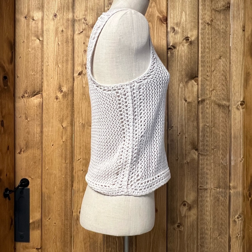 Jessica Simpson Large Beige Cream Crochet Tank Top Boho Summer Clean Girl Y2K - Picture 3 of 7